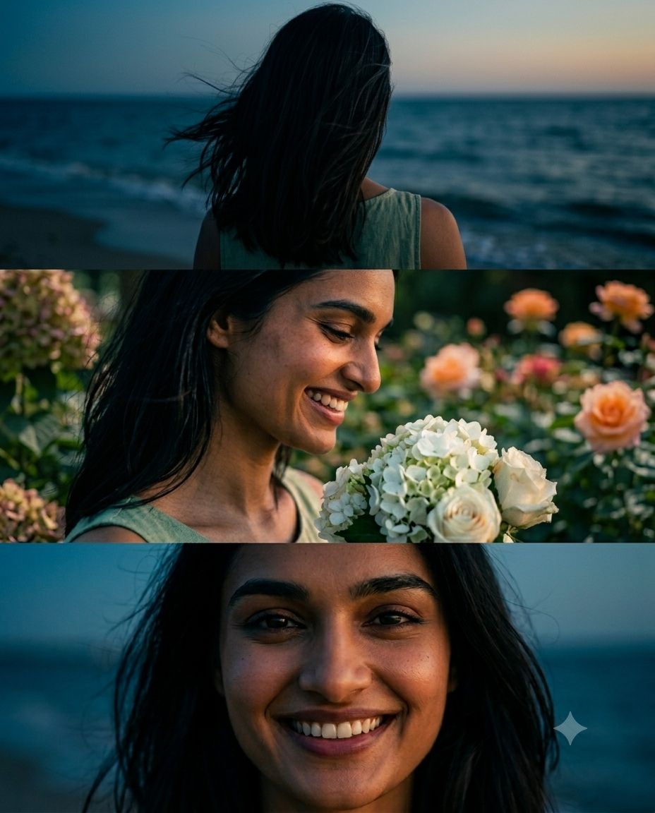 Ocean Breeze Memories – Cinematic Triple Portrait