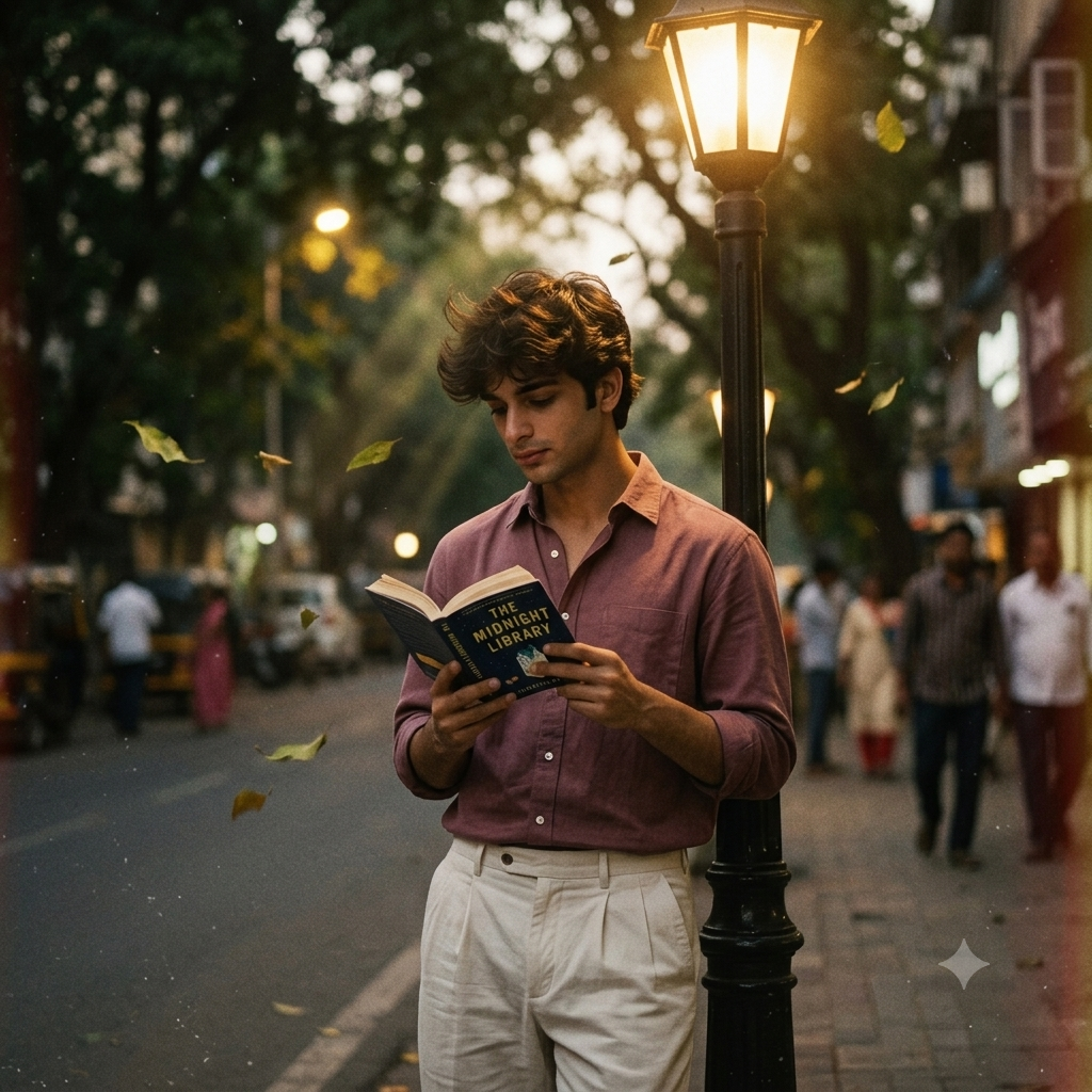 Vintage Streetlight Reader – 90s Cinematic Aesthetic